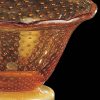 Royal Straw Gold Murano Glass Cup Vase – 16cm Blown 24K Gold Bullicante Centerpiece Bowl