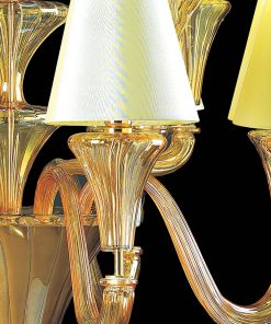 Elegant Amber Murano Glass Chandelier with Lampshades – Modern Venetian Style - Image 7