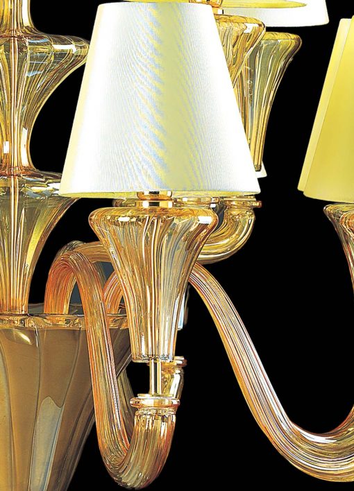 Elegant Amber Murano Glass Chandelier with Lampshades – Modern Venetian Style - Image 7