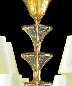 Elegant Amber Murano Glass Chandelier with Lampshades – Modern Venetian Style - Image 6