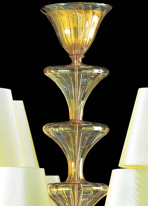 Elegant Amber Murano Glass Chandelier with Lampshades – Modern Venetian Style - Image 6