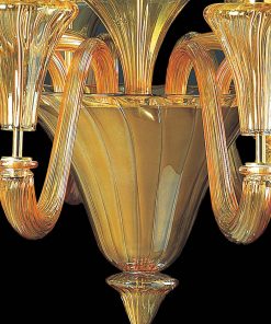 Elegant Amber Murano Glass Chandelier with Lampshades – Modern Venetian Style - Image 5