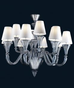 Elegant Amber Murano Glass Chandelier with Lampshades – Modern Venetian Style - Image 3