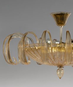 Luxury Striped Murano Glass Ceiling Lamp – Blue Jeans & Amber Flush Mount Light - Image 5