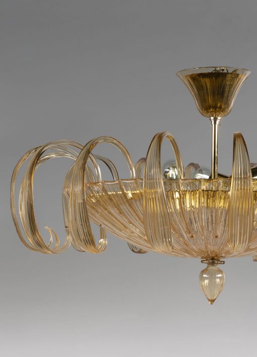 Luxury Striped Murano Glass Ceiling Lamp – Blue Jeans & Amber Flush Mount Light - Image 5