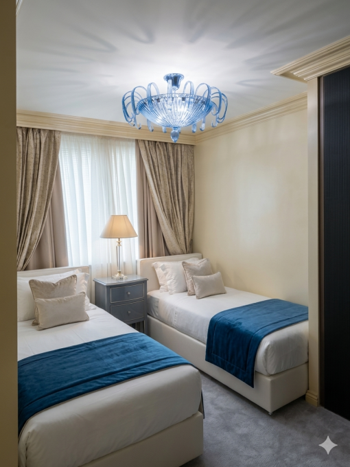 Luxury Striped Murano Glass Ceiling Lamp – Blue Jeans & Amber Flush Mount Light - Image 2