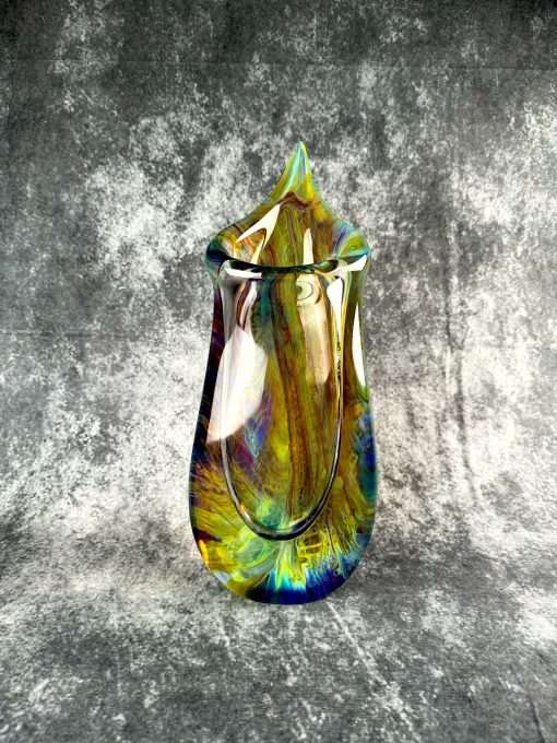 Authentic Murano Glass Chalcedony Vase – Unique Handcrafted Asymmetric Contemporary Art Luxury Vase - Image 6