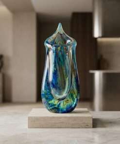 Authentic Murano Glass Chalcedony Vase – Unique Handcrafted Asymmetric Contemporary Art Luxury Vase - Image 4