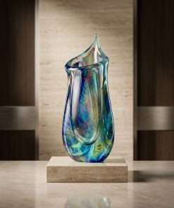 Authentic Murano Glass Chalcedony Vase – Unique Handcrafted Asymmetric Contemporary Art Luxury Vase