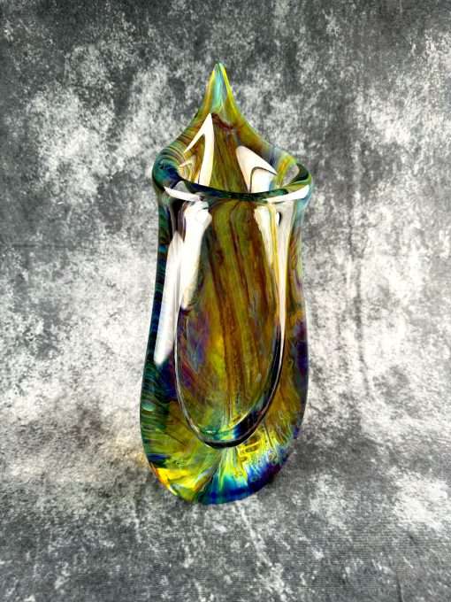 Authentic Murano Glass Chalcedony Vase – Unique Handcrafted Asymmetric Contemporary Art Luxury Vase - Image 8