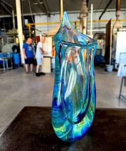 Alternative view of Authentic Murano Glass Chalcedony Vase – Unique Handcrafted Asymmetric Contemporary Art Luxury Vase