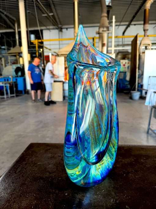 Authentic Murano Glass Chalcedony Vase – Unique Handcrafted Asymmetric Contemporary Art Luxury Vase - Image 2