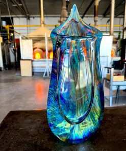 Authentic Murano Glass Chalcedony Vase – Unique Handcrafted Asymmetric Contemporary Art Luxury Vase - Image 3