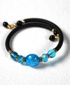 Modern Murano Glass Cube Bracelet – Handcrafted Harmonic Steel & Sleek Rubber Luxury Jewelry