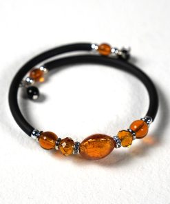 Modern Murano Glass Cube Bracelet – Handcrafted Harmonic Steel & Sleek Rubber Luxury Jewelry