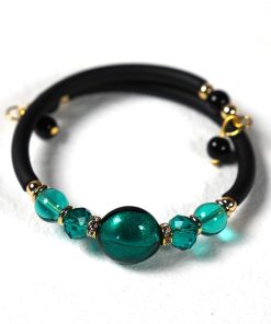Modern Murano Glass Cube Bracelet – Handcrafted Harmonic Steel & Sleek Rubber Luxury Jewelry