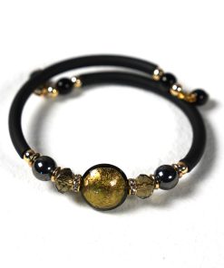 Modern Murano Glass Cube Bracelet – Handcrafted Harmonic Steel & Sleek Rubber Luxury Jewelry
