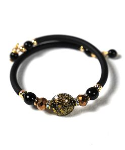 Modern Murano Glass Cube Bracelet – Handcrafted Harmonic Steel & Sleek Rubber Luxury Jewelry