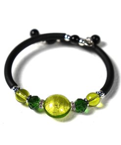 Modern Murano Glass Cube Bracelet – Handcrafted Harmonic Steel & Sleek Rubber Luxury Jewelry