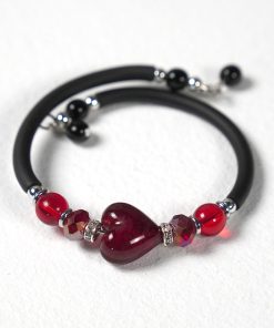 Modern Murano Glass Cube Bracelet – Handcrafted Harmonic Steel & Sleek Rubber Luxury Jewelry