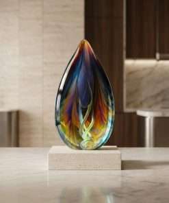 Alternative view of Authentic Murano Glass Chalcedony Egg Sculpture – Unique Handcrafted Contemporary Art Stone