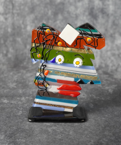 One-of-a-Kind Picasso-Inspired Murano Glass Abstract Face – Unique Avant-Garde Geometric Crown Glass Sculpture