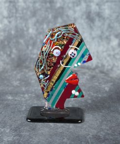 One-of-a-Kind Picasso-Inspired Murano Glass Abstract Face – Unique Cubist Profile Sculpture with Gold Leaf