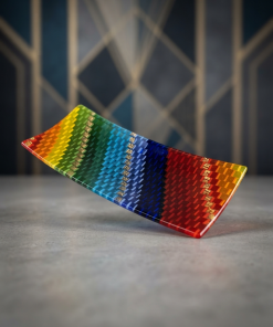 Luxury Rainbow Murano Glass Decorative Dish – Venetian Chevron Centerpiece Platter - Image 3