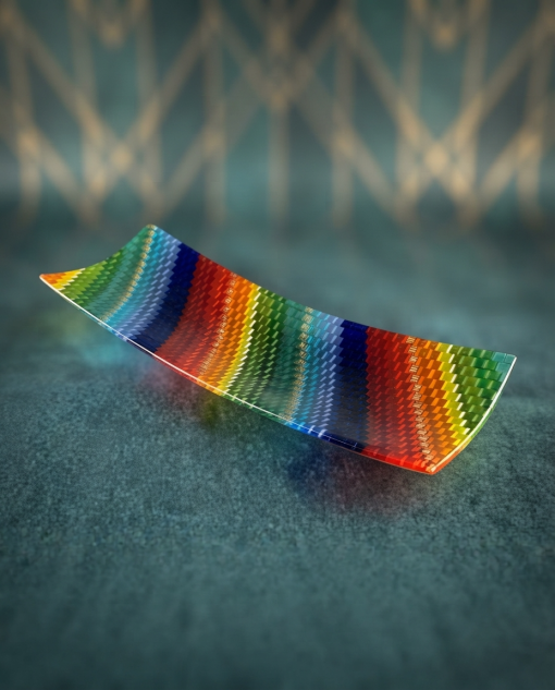 Luxury Rainbow Murano Glass Decorative Dish – Venetian Chevron Centerpiece Platter