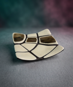 Luxury Cream & Amber Murano Glass Decorative Dish – Handcrafted Square Venetian Tray